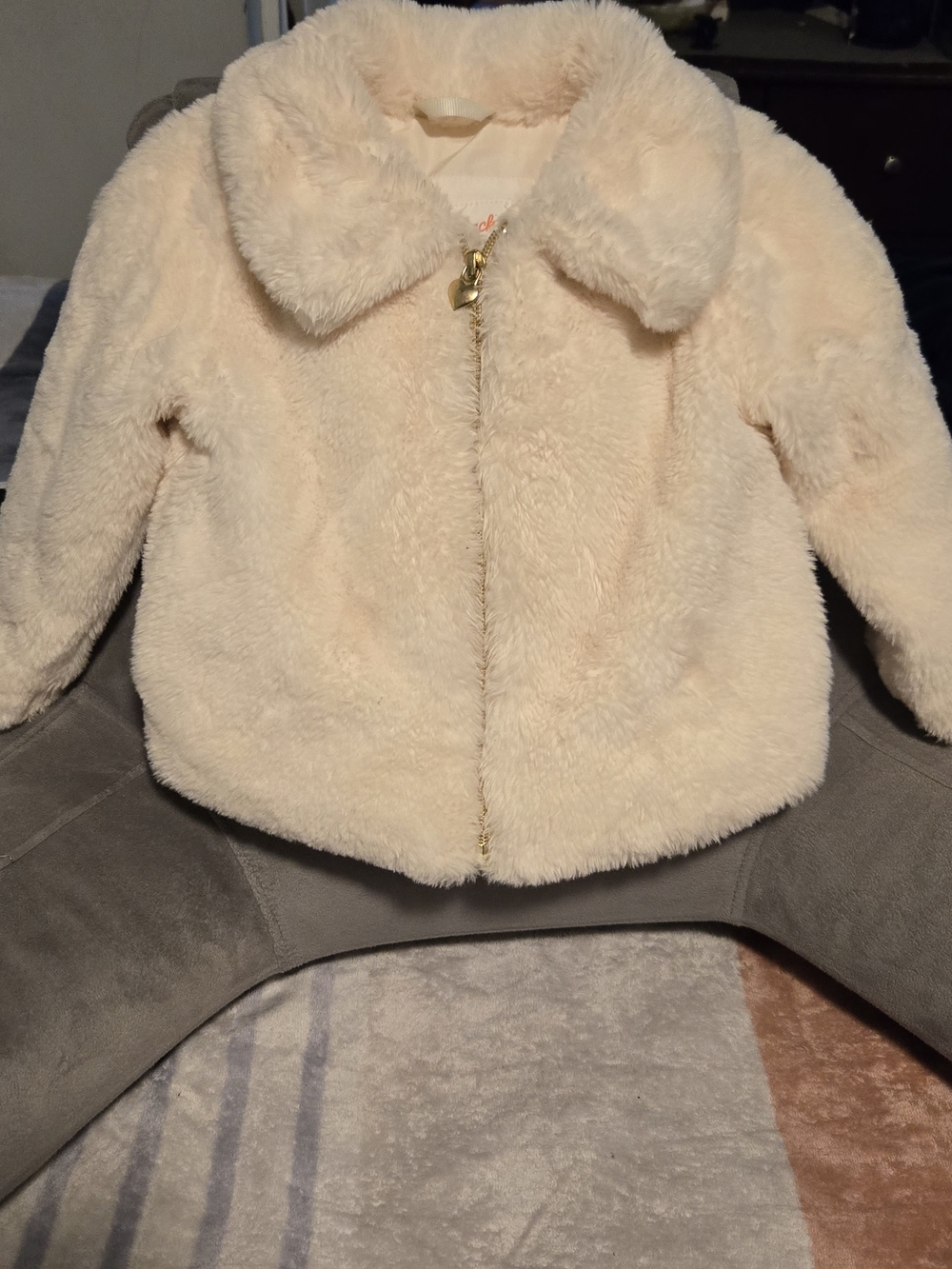 Cat & Jack Cream Plush Faux-Fur Puffer Jacket